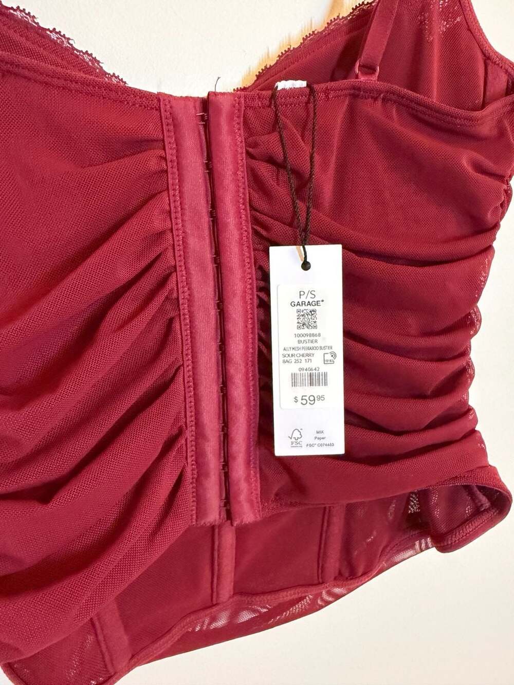 Garage Ally Mesh Peekaboo Bustier Sour Cherry - Picture 5 of 5